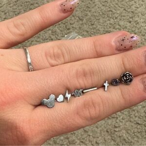 16 pairs sterling silver flat/screw back earrings